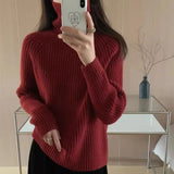 Wind, High Collar, Thin Sweater, Bright Silk Design, Solid Color Slim, Bottomed Sweater, Autumn And Winter Blouse-Outfit