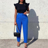 2025 New Elegant OL Professional Trousers Thin Small Foot Pants African High-Waisted Casual
