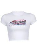 Moto Car Printed Crop Top-Outfit