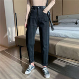 Toloer Jeans Women's Fall Women 2024 New High Waist Slim Versatile Loose Straight Dad Turnip Pants-Outfit