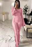 Winter Ribbed Crop Top and Bell Bottom Pants 2 Piece