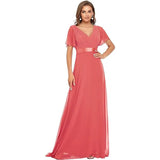 Sales Of Large Swing V-Neck Dress Chiffon Elastic Banquet Festival Annual Bridesmaid Performance Evening Dress