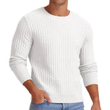 Toloer Men's New Waffge Solid Color Round Collar Long Sleeve Sleeve Sweater Fashion Casual Men's Sweater