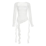 The Autumn Of 2025, The New Women's Hottie Sexy Square Collar Perspective Repair On The Body Of The Mole Side Irregular