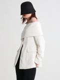 Toloer Collar Off-The-Shoulder Small Suit 2024 Spring And Autumn New Fashion Design Sense Long Sleeve Texture Coat Female-Outfit