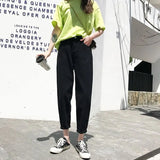 Toloer Jeans Women's Loose Straight Autumn Dress 2024 New High Waist Show Skinny Pants Black And Gray Daddy Turnip Pants-Outfit