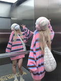 and winter new women striped sweater sweater Y2k retro lazy style loose tops for men and women harajuku-Outfit