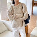 And Winter New Jacket Sweater Women Thick Lazy Style French Loose Collar Sweater Long-Sleeved Women's