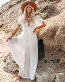 Summer Sun Protective Double-breasted Drawstring Dress