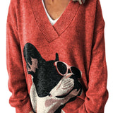 Christmas Abstract 3D Print Big V-Neck Long-Sleeved