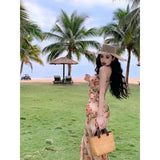 Toloer Flower Condole Belt Wipe Strapless Dress Gentle Tea Break High Open Fork Female Spring New Style Collect Waist Show Thin Package Buttock
