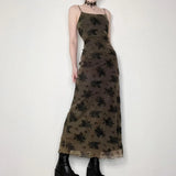 Toloer Dark Wind Cool Girl Dirty Print 2023 Summer New Women's Street Spice Girl Sling Long Skirt Woman-Outfit