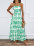 Women's Summer Hanging Neck Print Beach Hawaiian Vacation Dress With