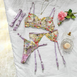 Sex Lingerie Sexy Embroidery Beauty Small Broken Flower Color Bra Garter