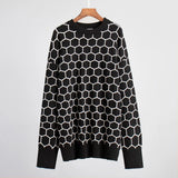 Collar Honey Sweater 2024 New Loose Temperament Versatile Plaid Head Round Collar Sweater-Outfit