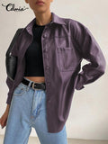 Women's Leather Jacket Autumn 2021 Thin Bomber Jacket Celmia Vintage Long Sleeve Coats Buttons Lapel Casual Solid Work