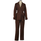 Toloer Spot 2023 Autumn And Winter Women's Fashion Thickened Senior Lace-Up Suit Trousers Suit Two Sets-Outfit