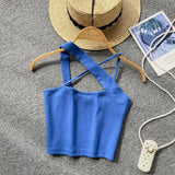 Toloer Version Of Solid Color Versatile Sling Vest Female Inside To Wear 2023 Summer New High Waist Crop Candy Color Small