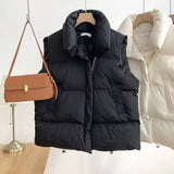Autumn And Winter Cotton Vest Korean Version Small Fragrant Wind Collar New Sleeveless Cotton Jacket Vest Wear Horse Jacket Tide-Outfit