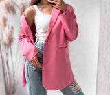 2022 Chic Loose Light Pink Women Blazer Spring Summer Single Buttons Female Oversized Suit Green Jacket Full Sleeve
