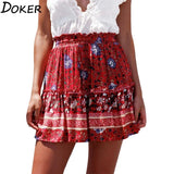 Mini Skirts 2020 New Floral High Waist Frills Skirt For Women Young Girl Summer Fashion Boho Beach Sexy Short