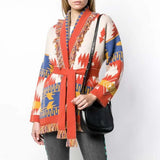 Bohemian Jacquard Tassel Cashmere Sweater Coat Women Wool Fashion 2020 Autumn Winter Sweater Cardigan Jacket