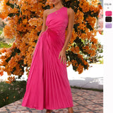 Sales Of 2026 Spring And Summer New Fashion Body Shoulder Hollow Pressure Folding Dress