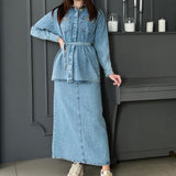 Autumn New Fashion To Do Old Washing Casual Denim Dress Suit Women
