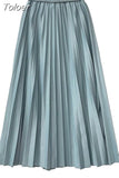 Women Chic Elastic Fashion A Line Elegant College Style Casual Solid Color Office Temperament Spring Summer Pleated