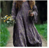Printed Summer Long-Sleeved Dress Art Retro