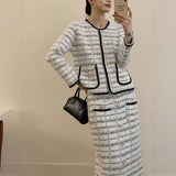 And Winter 2025 New Hot One-Step Skirt Sweater Set Women's Collar Knitted Top + Left Hip Skirts
