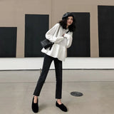 Toloer 2023 New Korean Women's Wear Loose Show Thin Students Casual Jacket Solid Color Long-Sleeved T-Shirt Hoodie Women