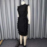 Collar Wooden Ear Small Crums Party Dress Fashion Women's Sleeveless Body-Free Banquet Dress Dress