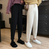 Toloer Waist Korean Version Of Knitted Grandma Pants Female Autumn New Web Celebrity Casual Bundle Foot Harun Pants Wet Line Radish Pants-Outfit