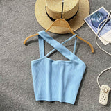 Toloer Version Of Solid Color Versatile Sling Vest Female Inside To Wear 2023 Summer New High Waist Crop Candy Color Small