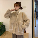 Mori Female Lamb Wool Coat Female Winter Autumn And Winter College Style Thick Wool Cashmere Coat Wool Fur Coat Stand-Up