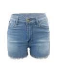 Washed Elastic Ripped Denim Women's