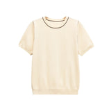 Homemade New Women's Classic Bingbian Short-Sleeved Knitted Knitting Top