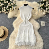 Design Sleeveless Knitted Dress Women's Summer Hair-Throw Slimming Pure Hot Girl Short