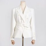 Toloer Lapel Suit Jacket Women 2024 Summer New Button Splicing Advanced Sense Women's Thin Small Suit-Outfit