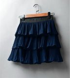 Ruffles Layered Elasticity Waist Mini Skirt-Outfit