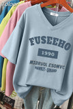 100% Cotton M-6XL T Shirt Letter Print 90S Tshirt Short Sleeve Women's Top Summer Couple O Neck Oversized T
