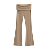 Trendy Women's Wear In Spring, The New Double-Layer Waist-Turning Sports Leisure Pants, Spicy Girls' Stretch Slimming Micro-Horn Trousers-Outfit
