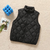 Autumn And Winter New Down Jacket Vest Female Short Stand Collar Leisure Light Vest Warm Large Size Sleeveless Coat-Outfit