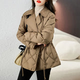 Autumn Winter New Suit Collar Light Down Jacket Female Short Small Waist Slim Fashion Foreign Style Coat-Outfit