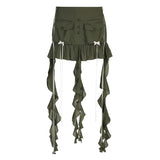Toloer Fold Irregular Design Sense Low Waist Solid Color Net Gauze Skirt New Y2K Hot Girls Wear-Outfit