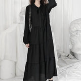 Orange Tsale Dress Women 2025 Spring New Loose Temperament Retro Black Dress Gentle Wind Chiffon