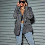 New Commuter Cardigan With Long Sleeves And Shiny Plus-Size Blazer-Outfit
