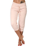 Women's Seven-Cent Pants, Leisure, Slim, High-Waisted Rope Pocket, Sports Pants, Fitness Training, Running Casual Pants-Outfit