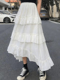Irregular Tiered Midi Skirt-Outfit